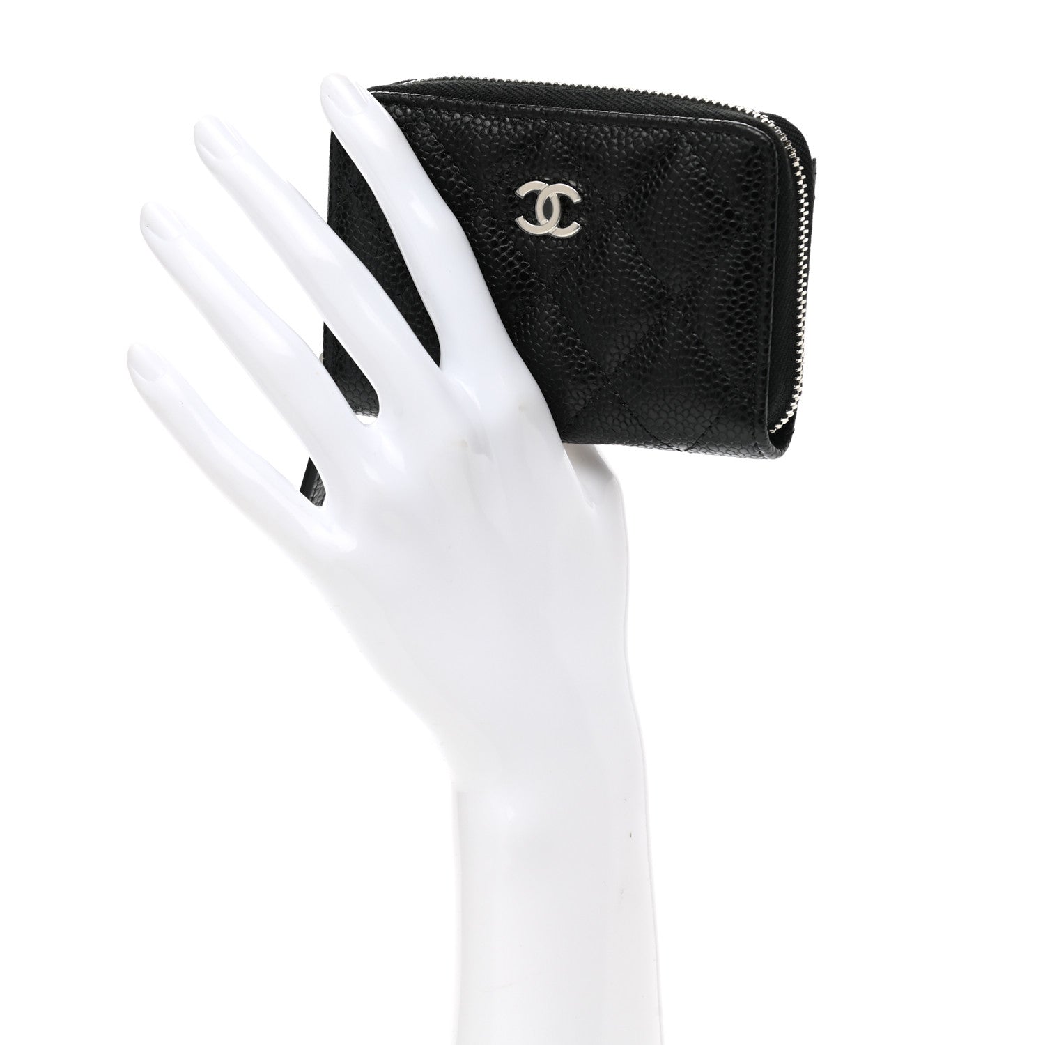 Chanel Caviar Quilted Zip Coin Purse Black 2 of 7
