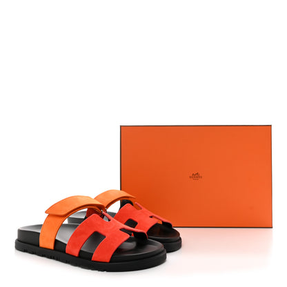 Hermes Suede Goatskin Womens Chypre Sandals 37 Rouge Ecarlate 10 of 10