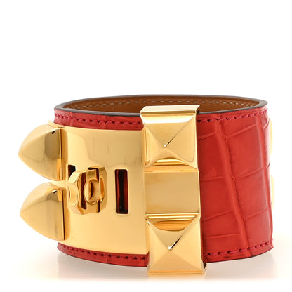 Hermes Matte Alligator Collier De Chien CDC Bracelet S Geranium 3 of 5