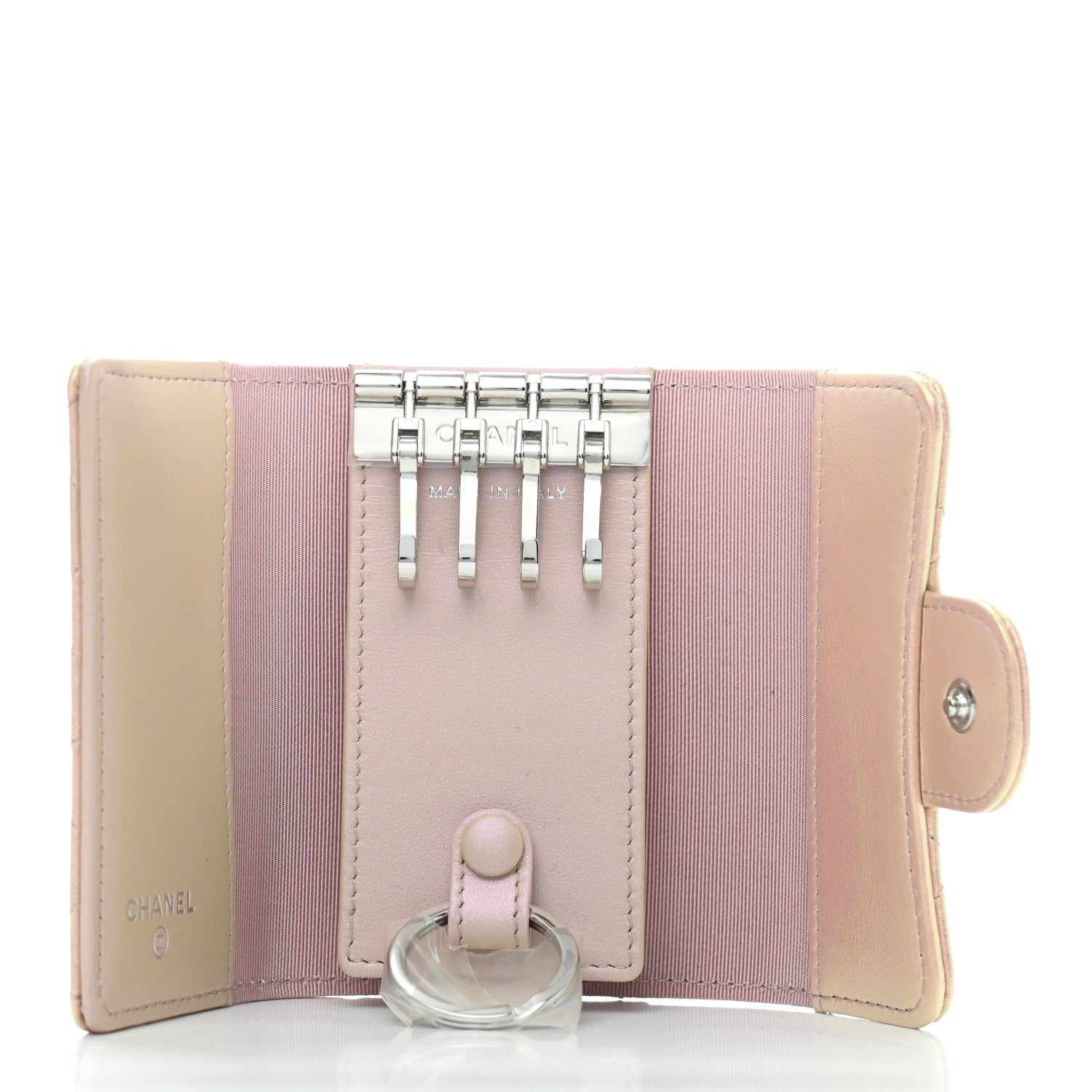 Chanel Iridescent Calfskin Quilted Classic 4 Key Holder Wallet Pink 5 of 8