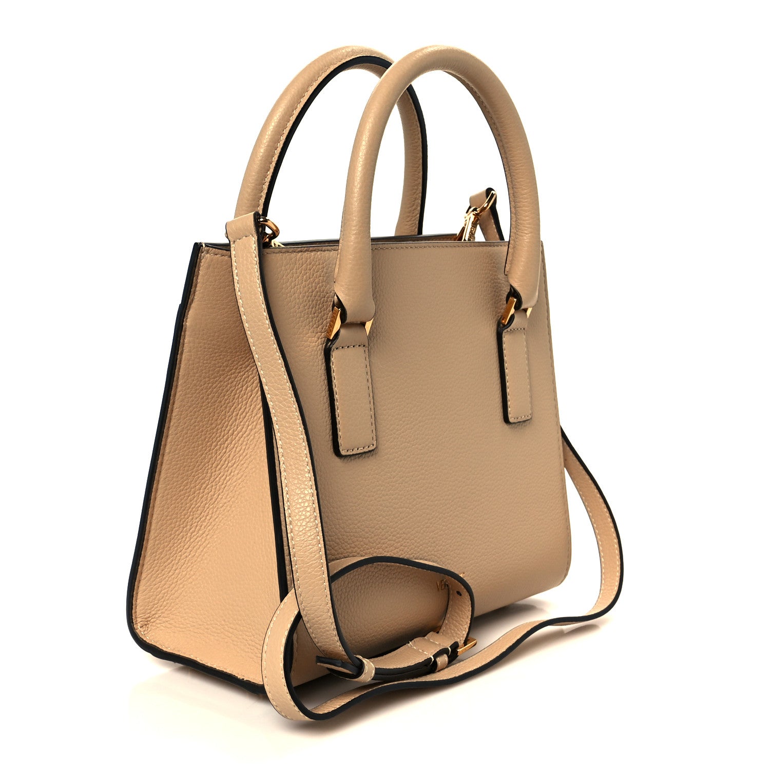Versace Grainy Calfskin Virtus Top Handle Tote Beige 3 of 11