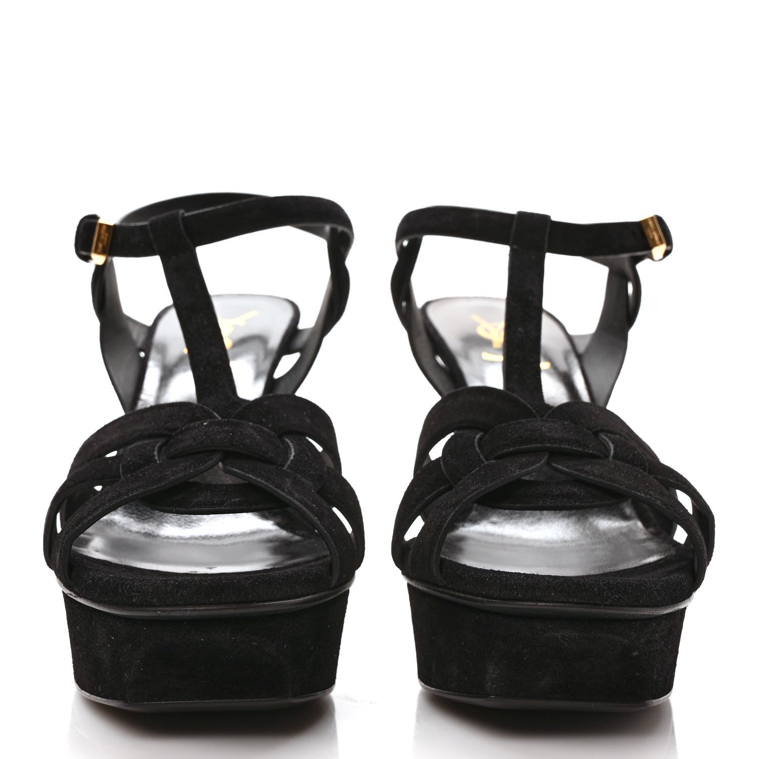 Saint Laurent Suede Tribute 75 Platform Sandals 37 Black 2 of 9