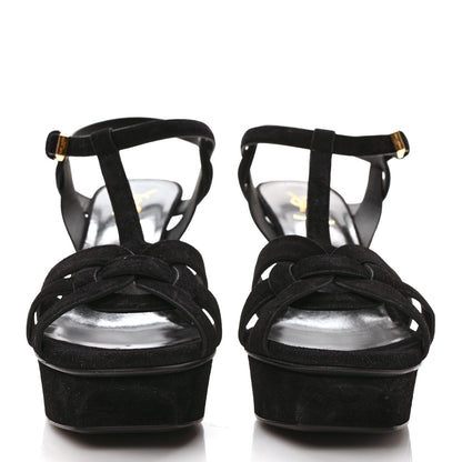 Saint Laurent Suede Tribute 75 Platform Sandals 37 Black 2 of 9