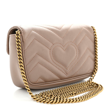 Gucci Calfskin Matelasse Super Mini GG Marmont Shoulder Bag Porcelain Rose 3 of 15