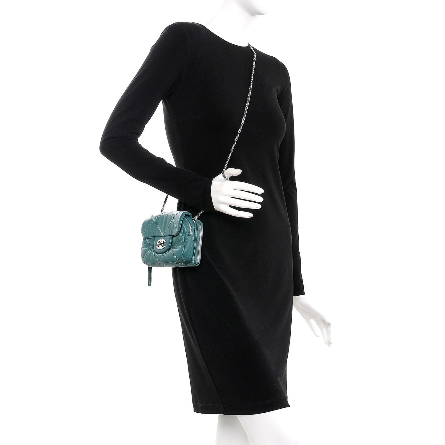 Calfskin Ultimate Stitch Mini Flap WOC Bag Turquoise