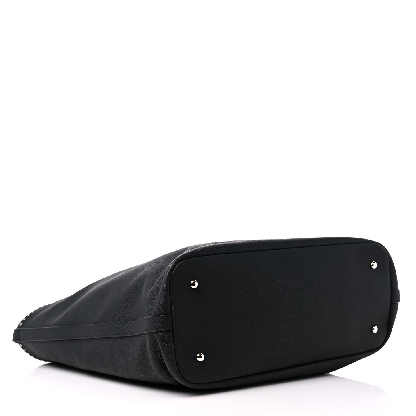 Grained Calfskin Large Coco Eyelets Shopping Tote Black