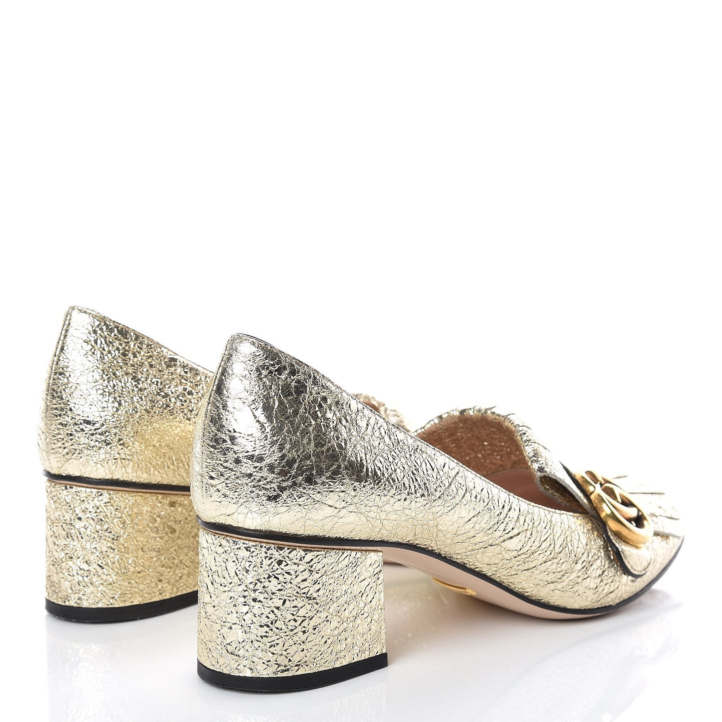 Galassia GG Marmont Fringe 50mm Loafer Pumps 38.5 Platino