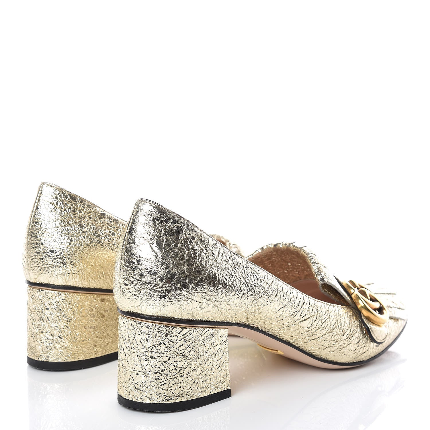 Gucci Galassia GG Marmont Fringe 50mm Loafer Pumps 38.5 Platino 4 of 12