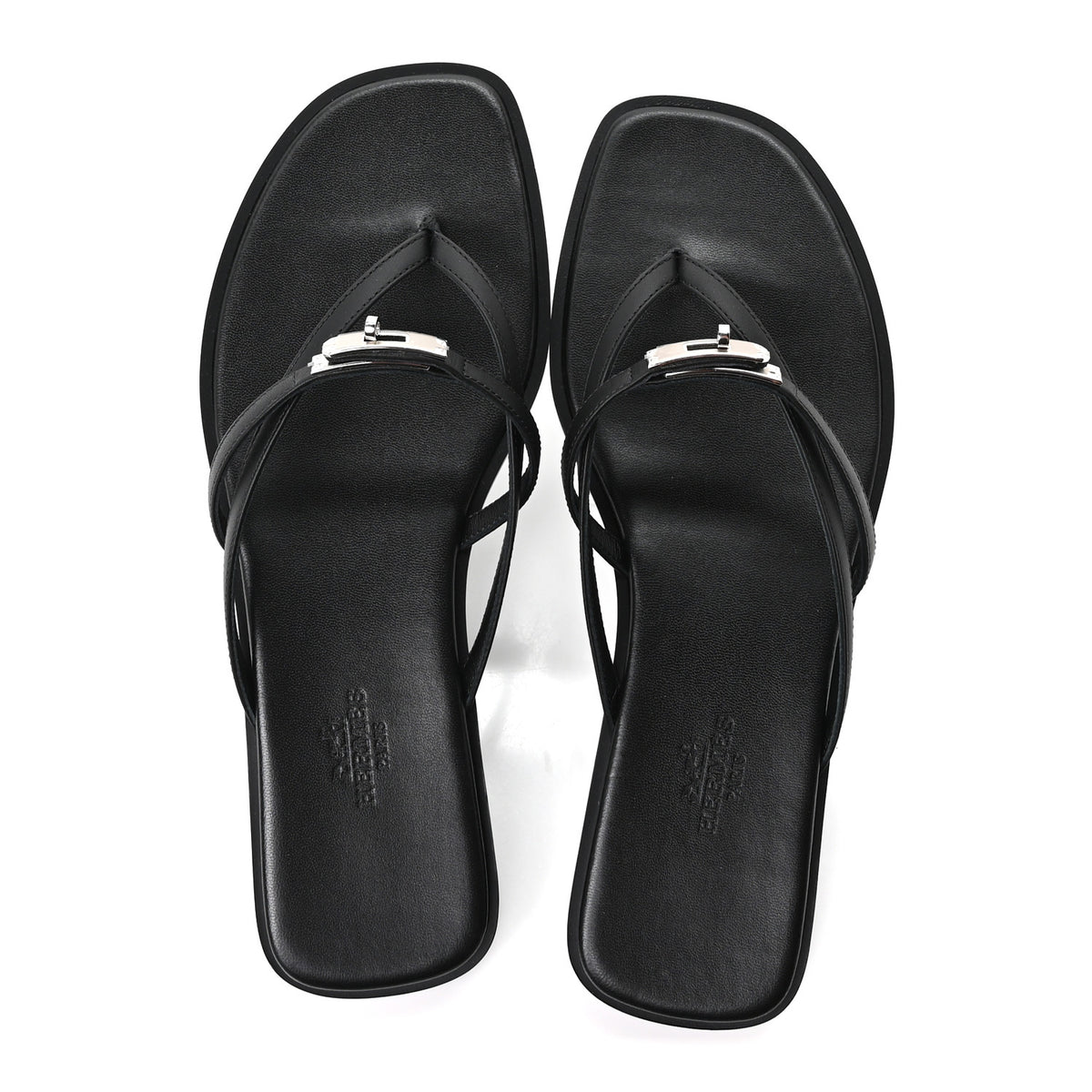 Hermes Calfskin Miss Sandals 37 Black 4 of 17