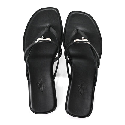 Hermes Calfskin Miss Sandals 37 Black 4 of 17