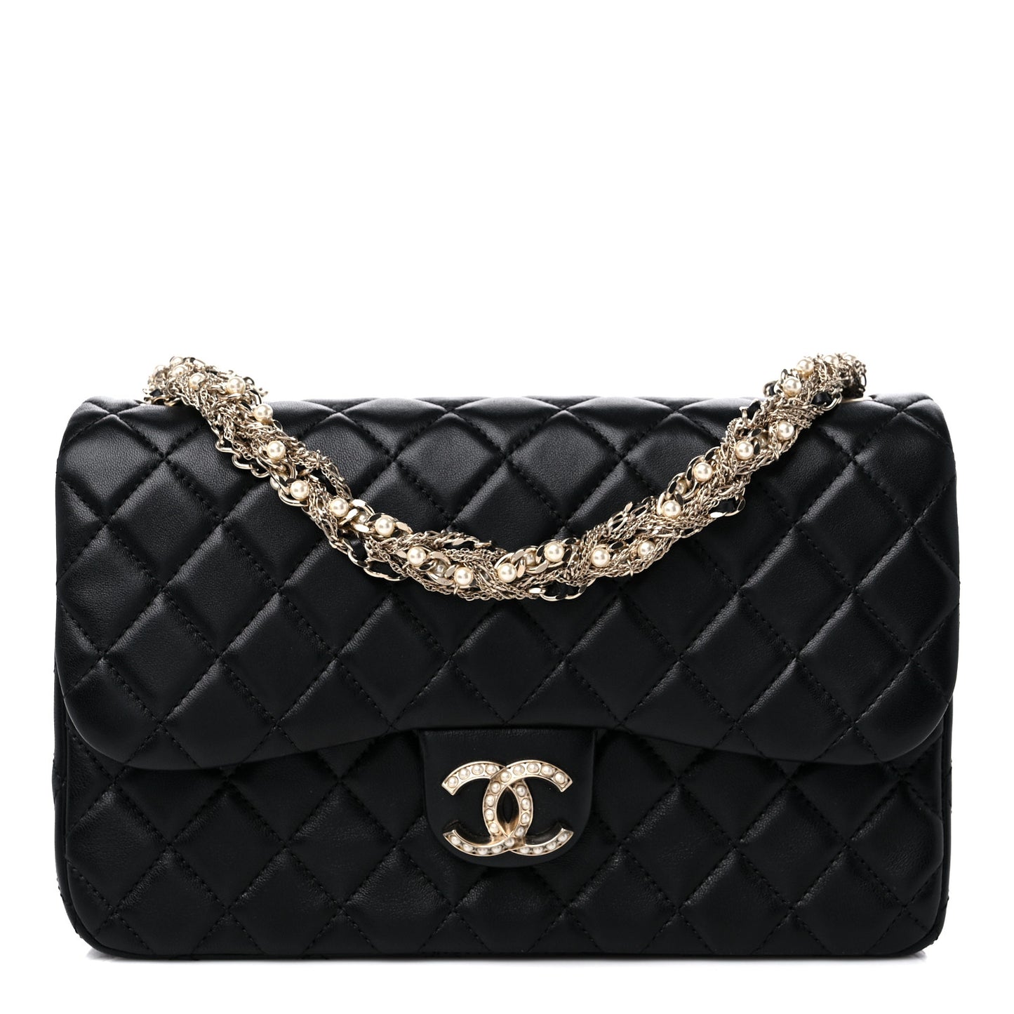 Lambskin Medium Westminster Pearl Flap Black