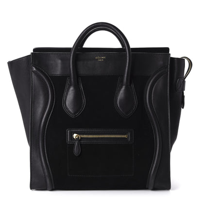 Celine Smooth Calfskin Suede Mini Luggage Black 1 of 8