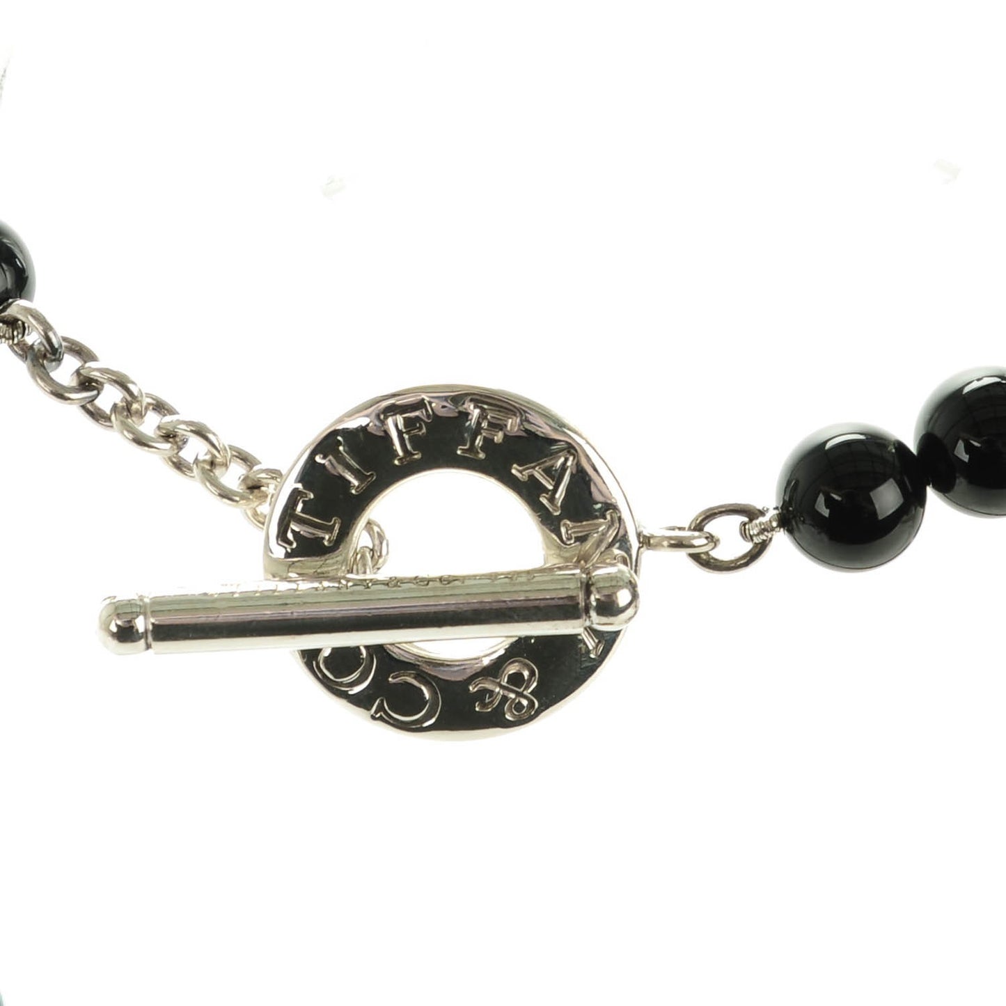 Sterling Silver Black Onyx Bead Toggle Necklace