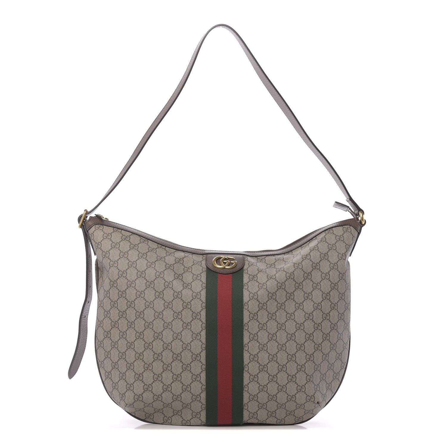 Gucci GG Supreme Monogram Web Ophidia Half Moon Hobo Brown 1 of 11