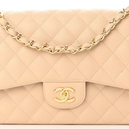 Chanel Caviar Quilted Jumbo Double Flap Beige 8 of 11