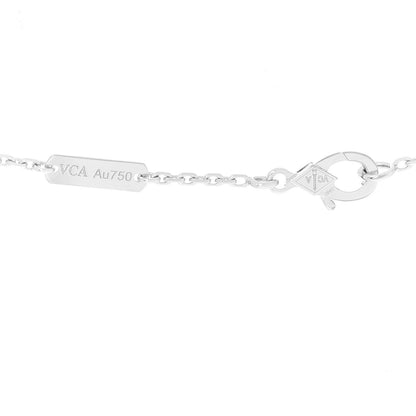 Van Cleef & Arpels 18K White Gold Diamond Guilloche Vintage Alhambra Pendant Necklace 4 of 6