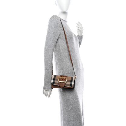 Burberry House Check Bridle Calfskin Small Madison Buckle Bag Tan 2 of 11