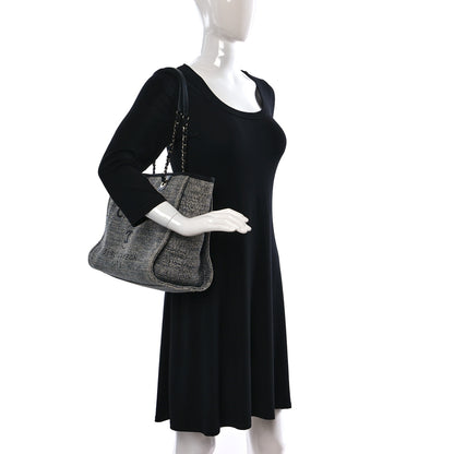 Chanel Straw Lurex Small Deauville Tote Charcoal 2 of 11
