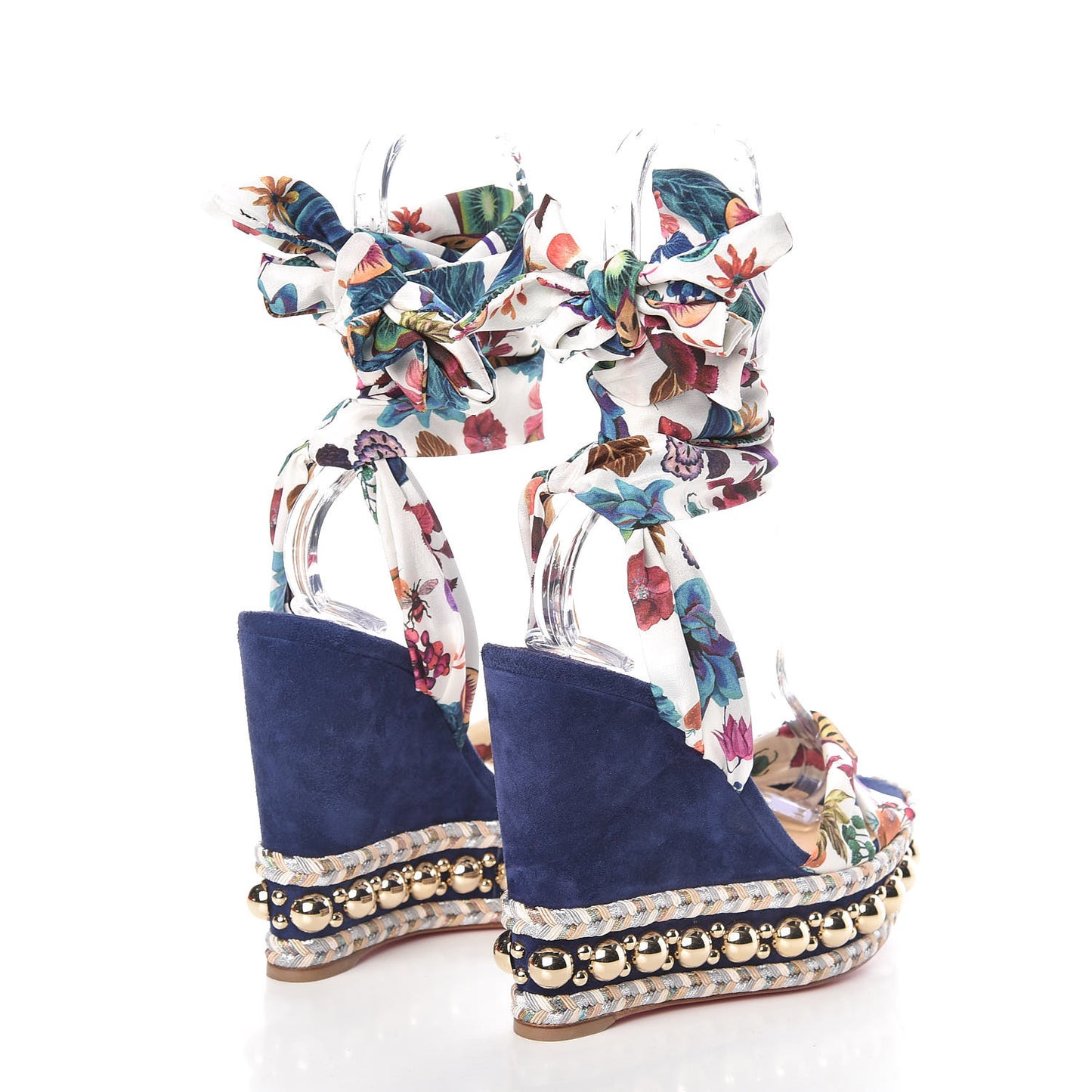 Suede Satin Levantinana 120 Wedges 39 Blue