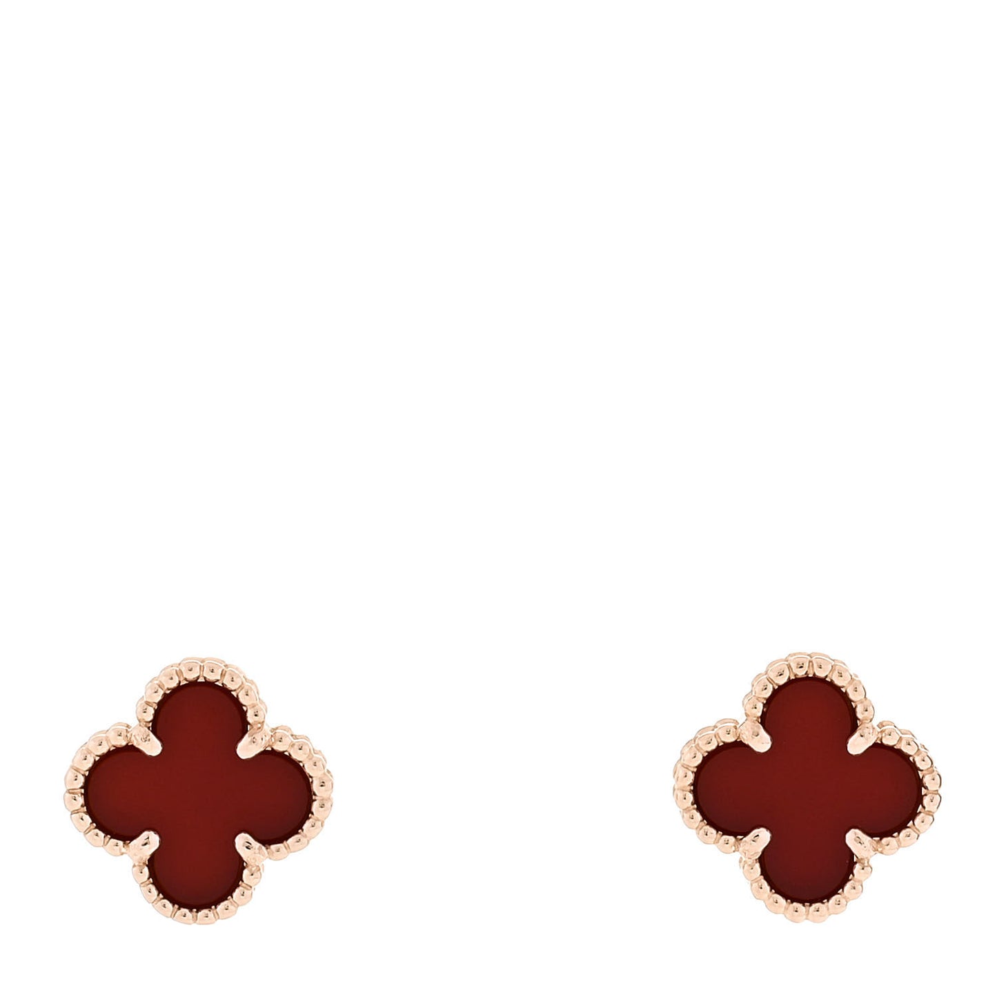18K Rose Gold Carnelian Sweet Alhambra Earrings