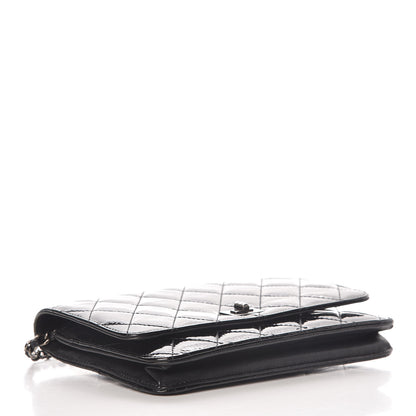 Chanel Distressed Patent Calfskin Quilted Reissue Wallet On Chain WOC Black 4 of 10
