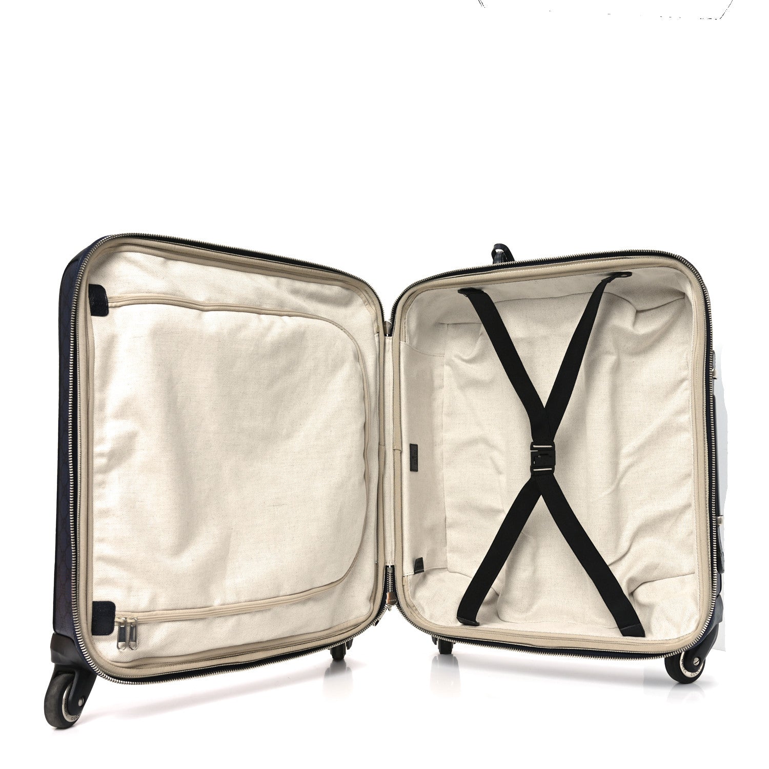 Gucci GG Supreme Monogram Textured Dollar Calfskin Web Ophidia Small Savoy Cabin Trolley Black Blue 4 of 10