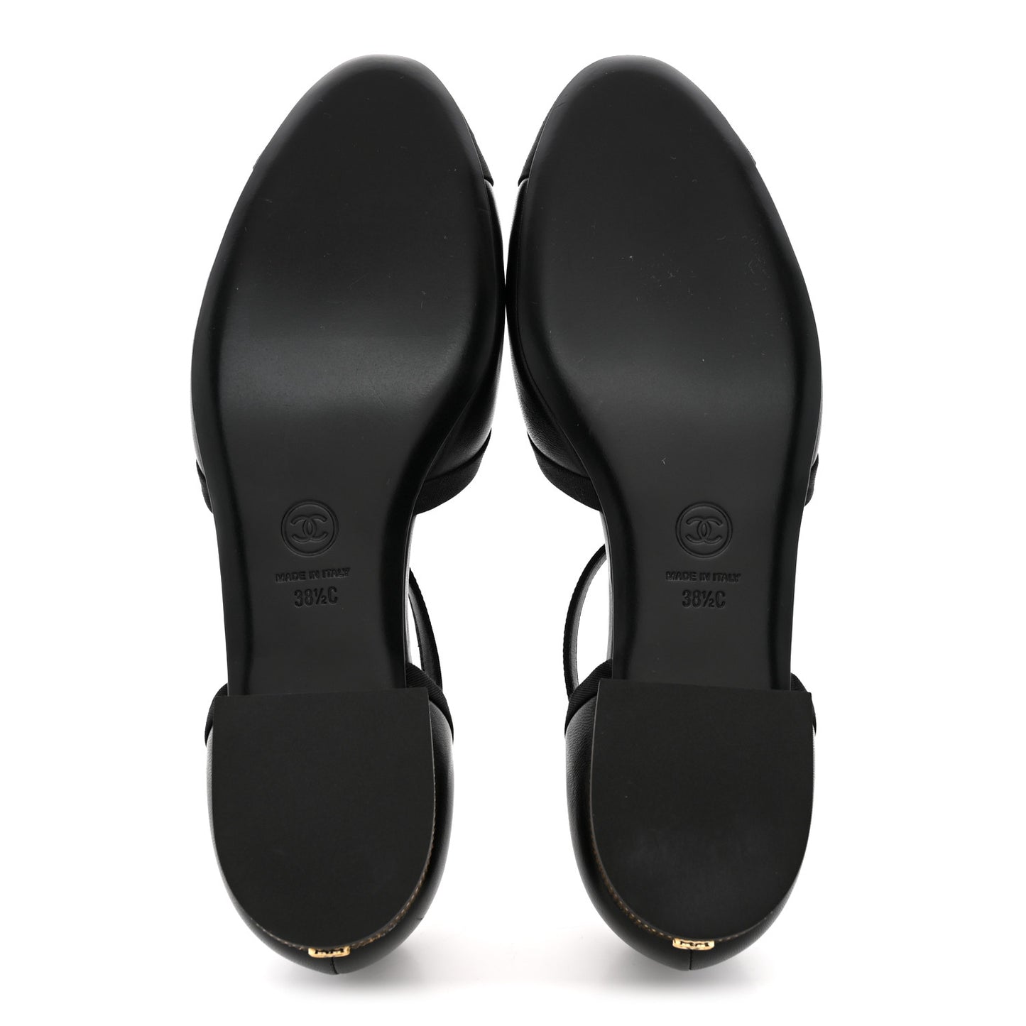 Lambskin Grosgrain Cap Toe Mary Jane Flats 38.5 Black