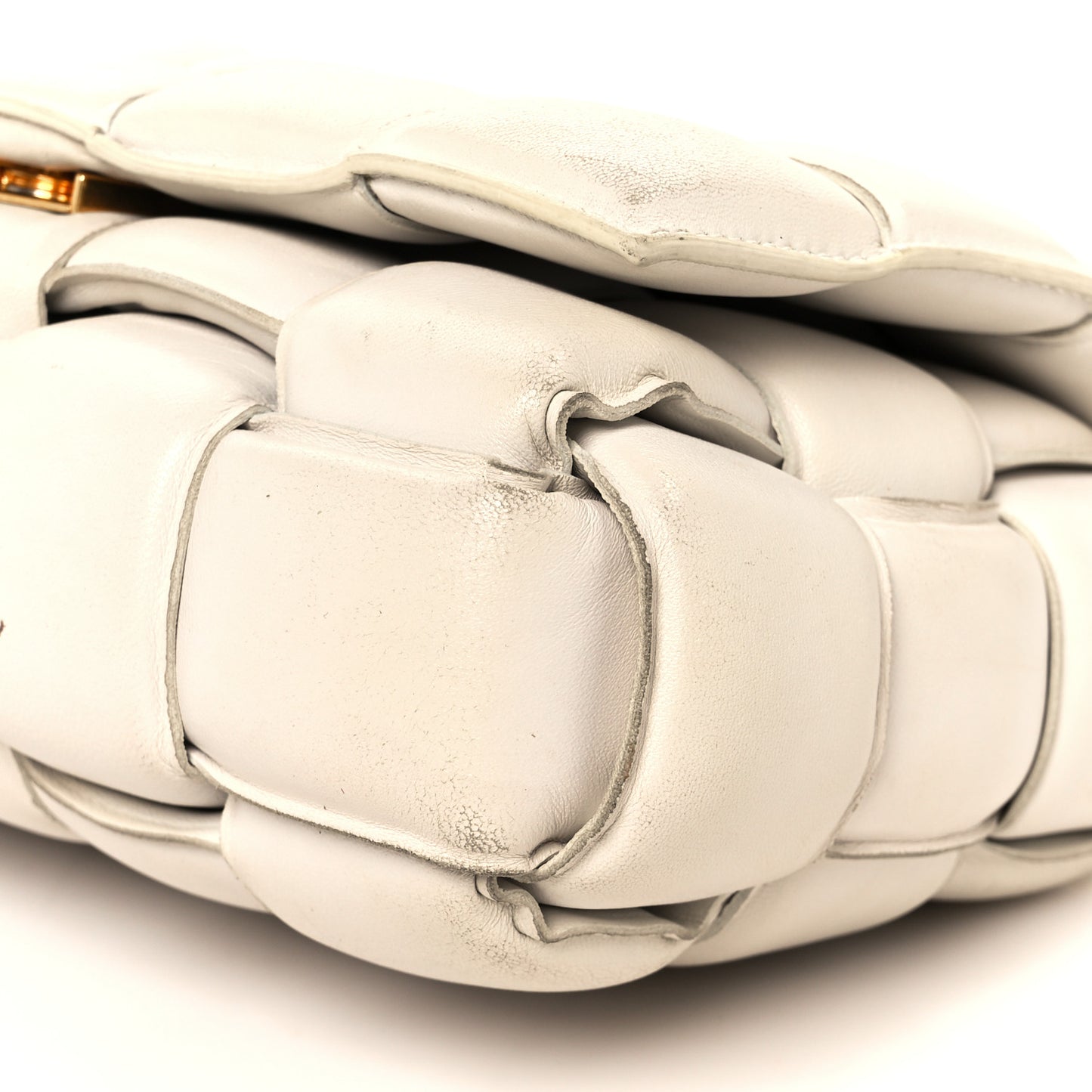Lambskin Maxi Intreccio Padded Chain Cassette Crossbody Bag Chalk