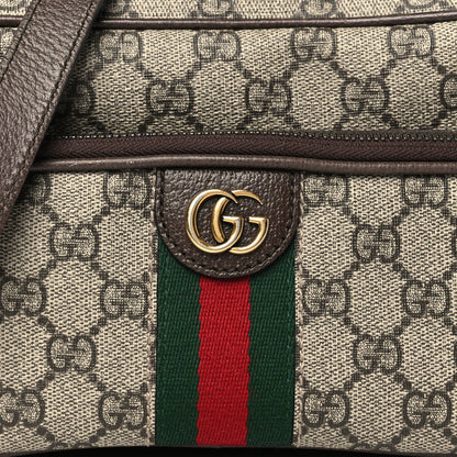 Gucci GG Supreme Monogram Textured Dollar Calfskin Web Mini Ophidia Convertible Shoulder Bag Beige Ebony New Acero 8 of 12