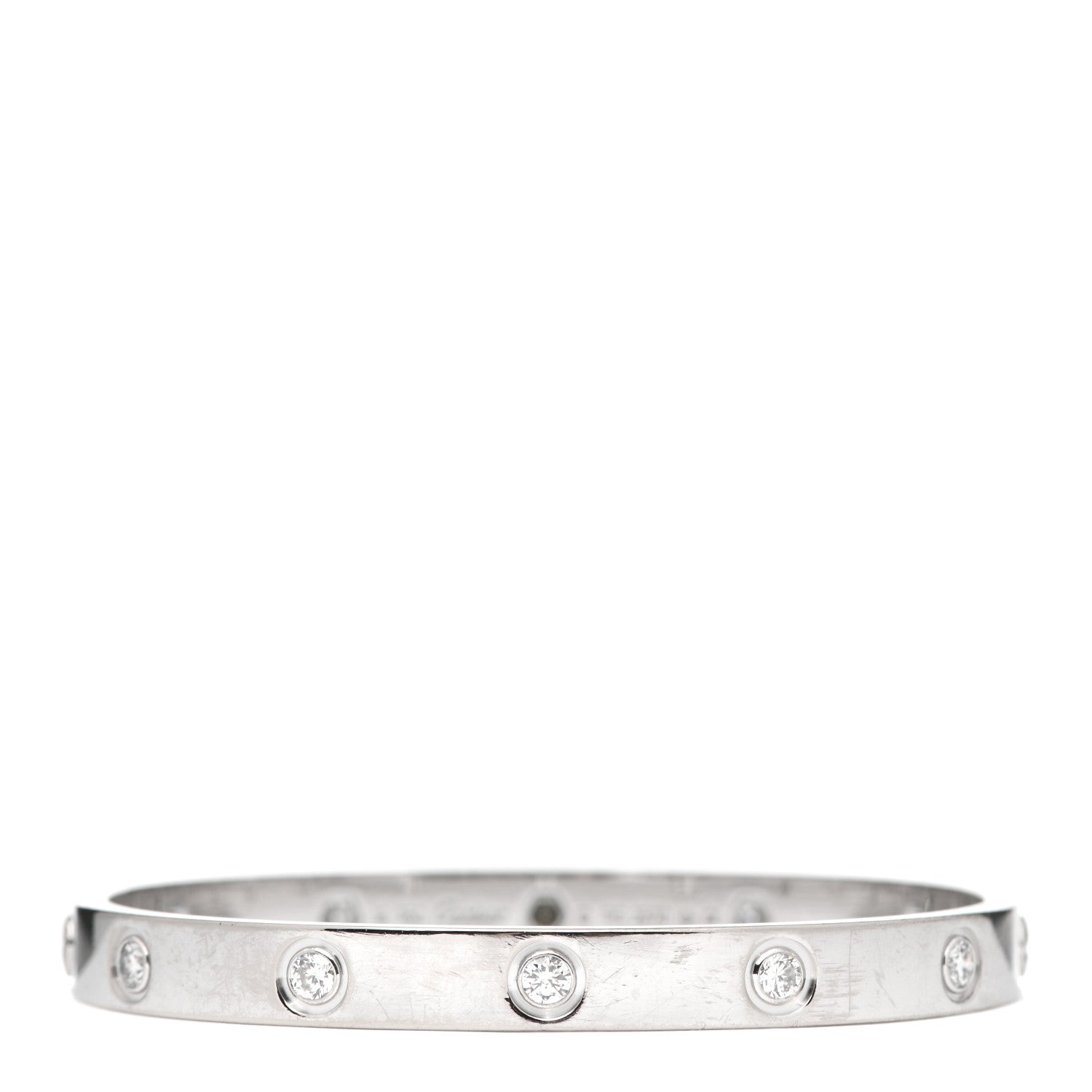 Cartier 18K White Gold 10 Diamond LOVE Bracelet 16 1 of 7