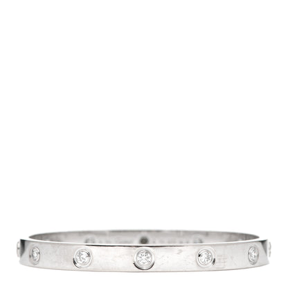 Cartier 18K White Gold 10 Diamond LOVE Bracelet 16 1 of 7
