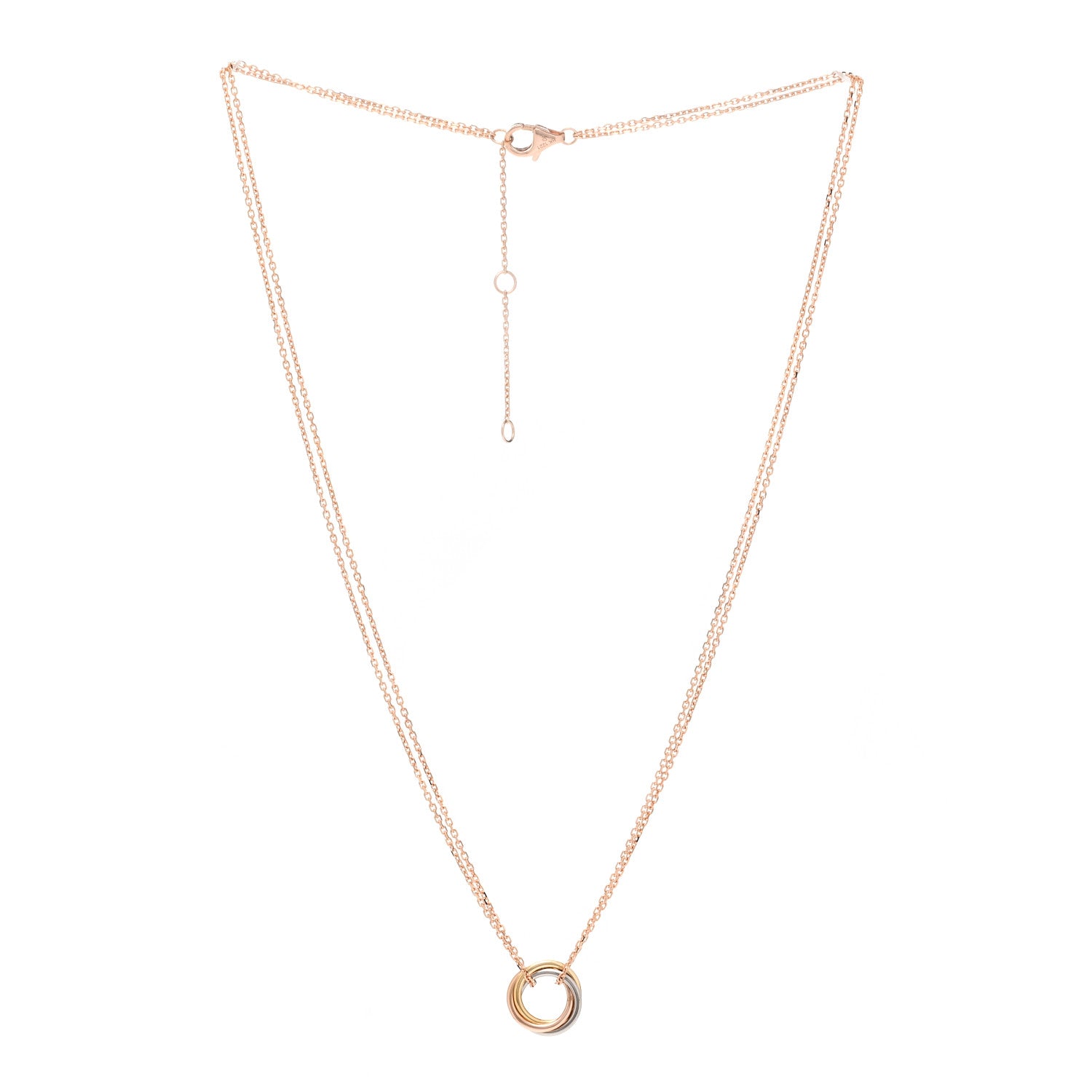 Cartier 18K Pink Yellow White Gold Trinity Double Chain Pendant Necklace 3 of 5