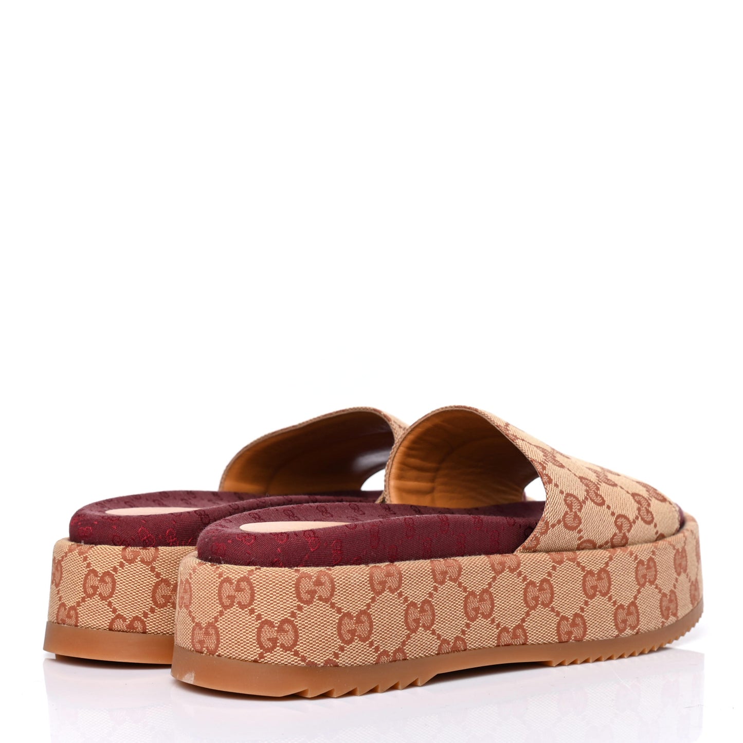 Canvas GG Monogram Angelina Platform Slide Sandals 40 Beige Ruggine
