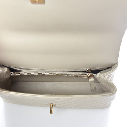 Chanel Caviar Lizard Chevron Quilted Small Coco Handle Flap Ivory 5 of 10