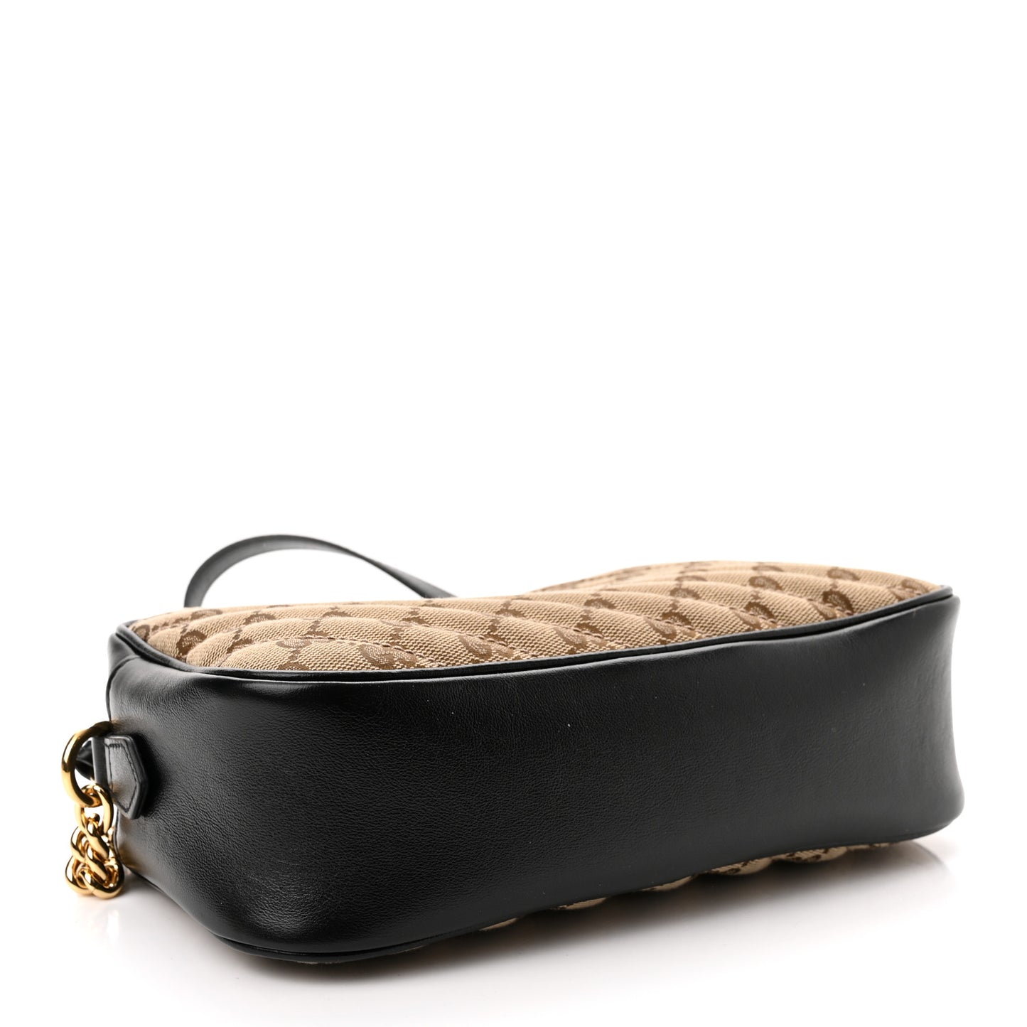 Monogram Matelasse Diagonal Small GG Marmont Chain Shoulder Bag Beige Black