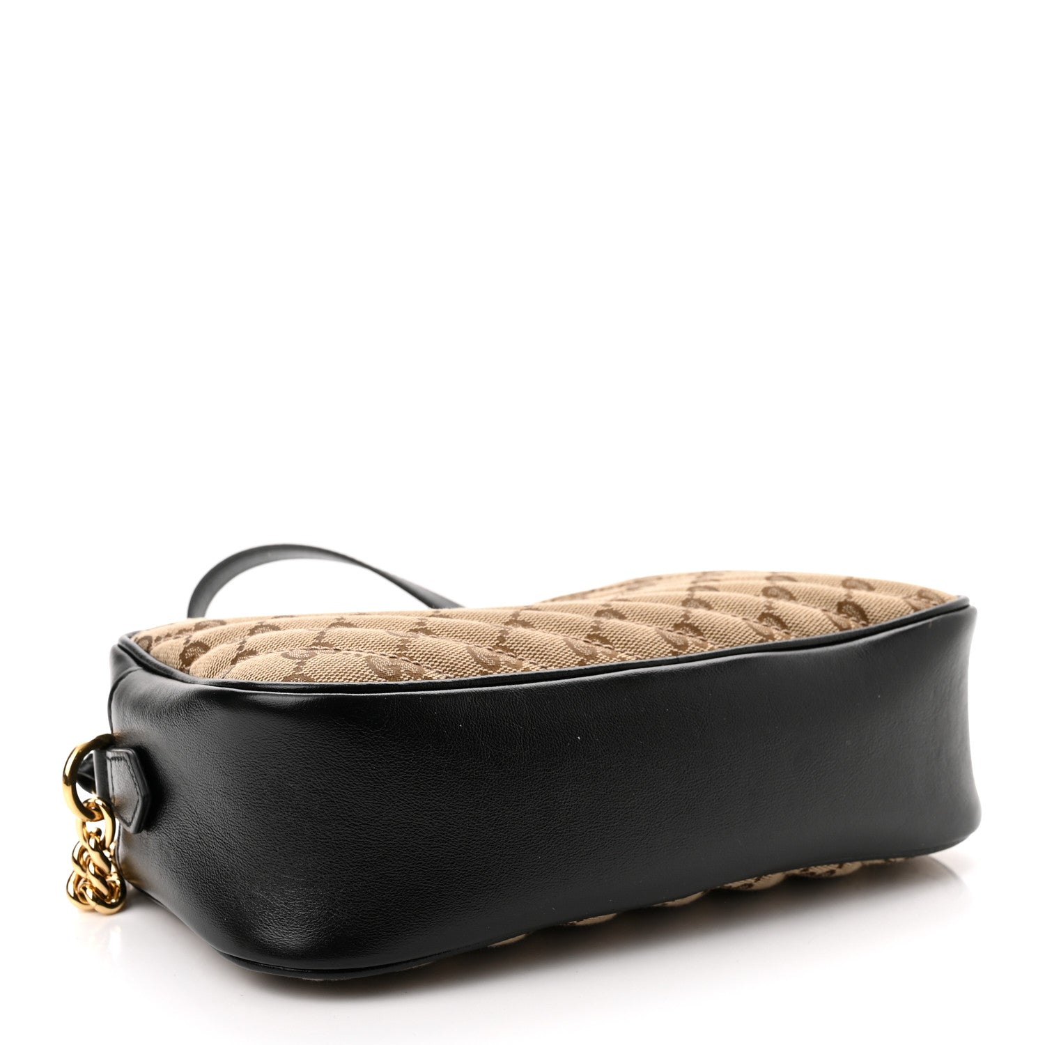 Gucci Monogram Matelasse Diagonal Small GG Marmont Chain Shoulder Bag Beige Black 4 of 11
