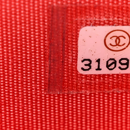 Chanel Raffia Jute Striped Mini Vanity Case With Chain Red Beige 7 of 10