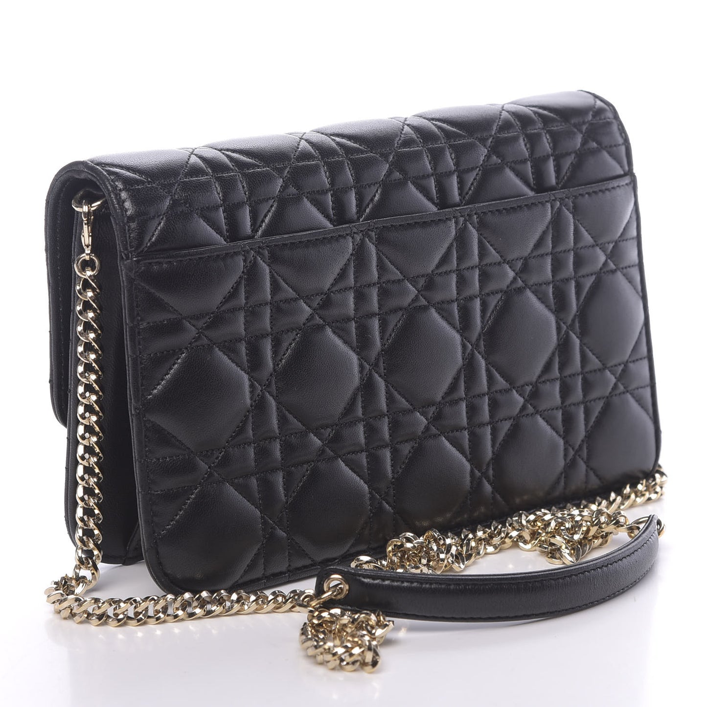 Lambskin Cannage Miss Dior Promenade Pouch Black