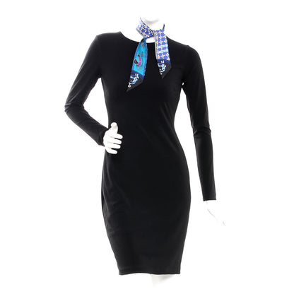 Hermes Silk Voitures Nouvelles Twilly Bleu Roy Canard Black 2 of 5