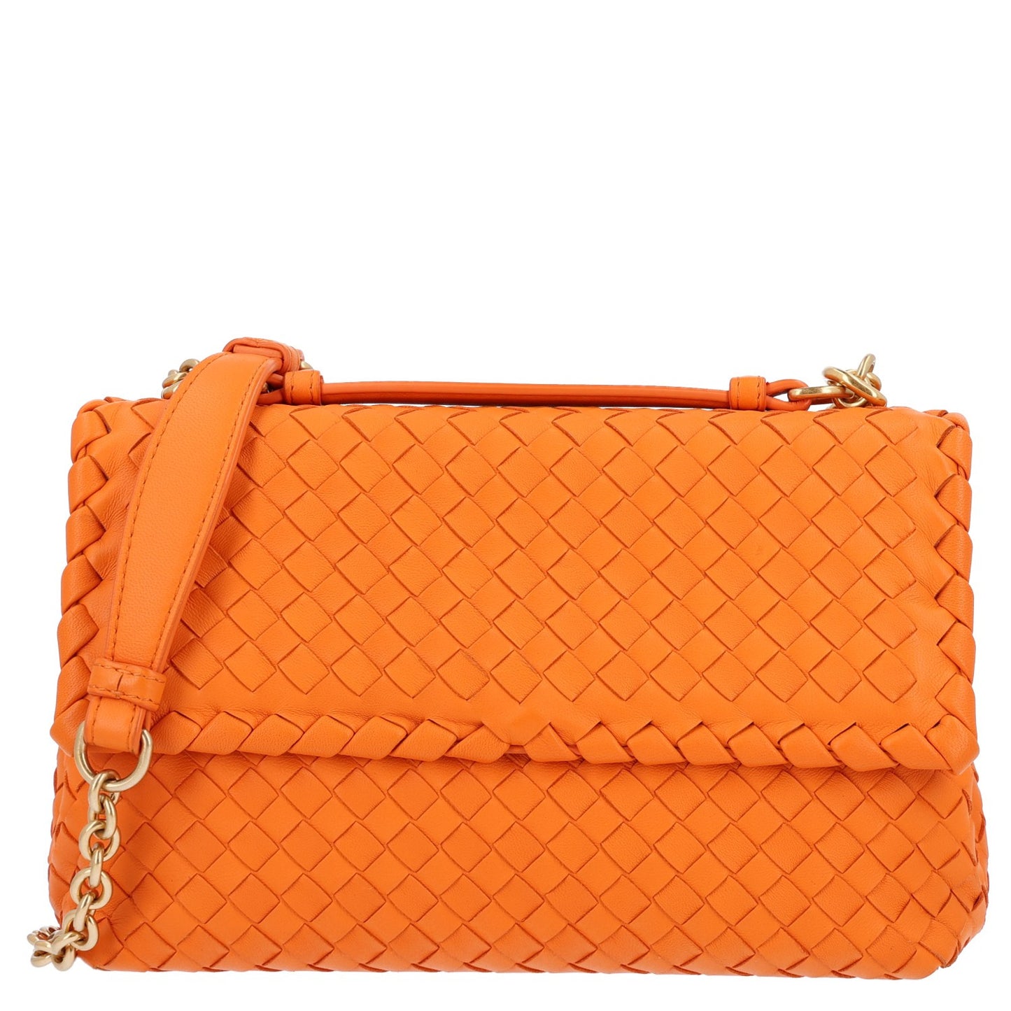 Nappa Intrecciato Baby Olimpia Shoulder Bag Orange