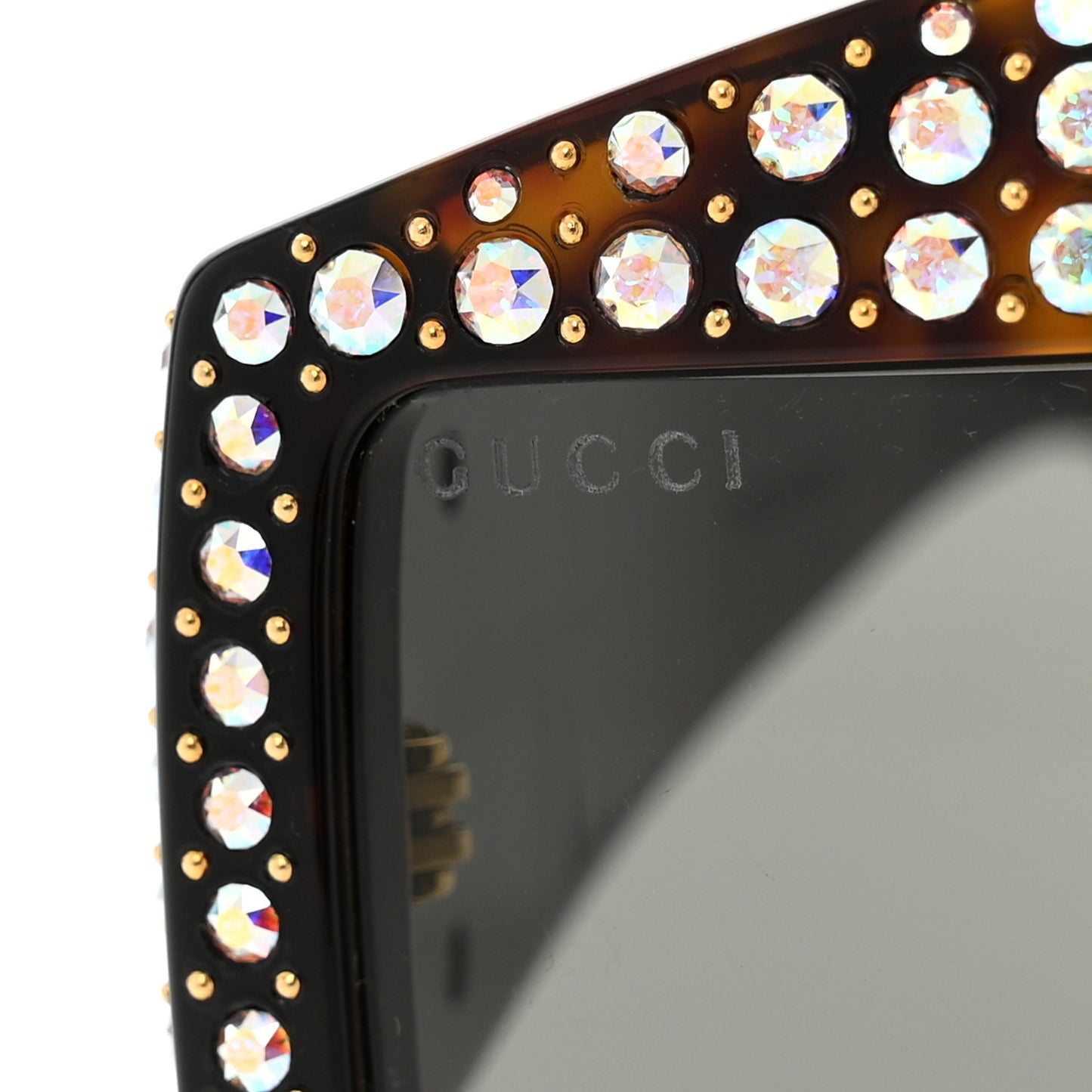 Crystal Rectangular Frame Sunglasses GG0357S Tortoiseshell