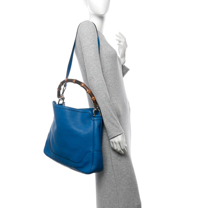 Gucci Pebbled Calfskin Medium Diana Bamboo Shoulder Bag Turquoise 2 of 12