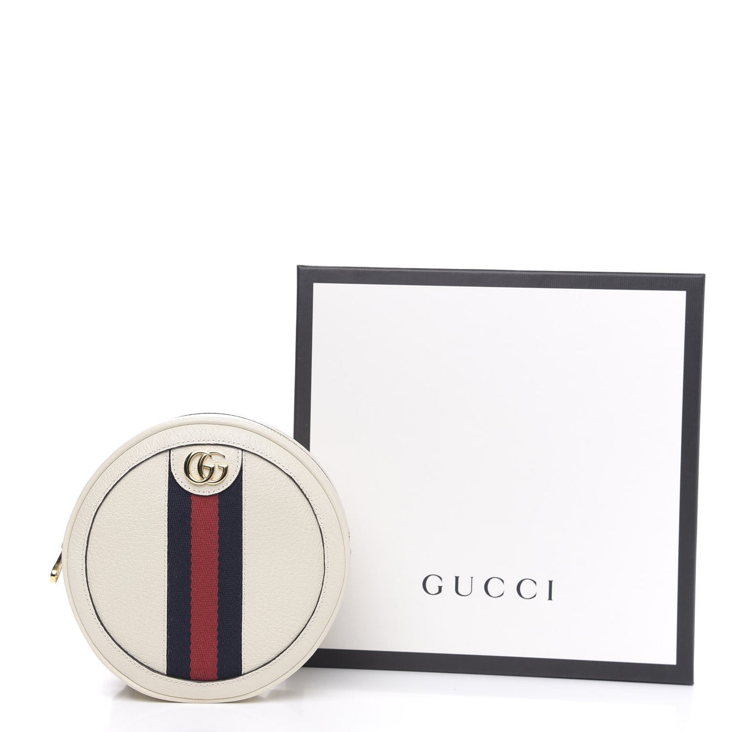 Textured Calfskin Web Mini Ophidia Round Backpack Mystic White