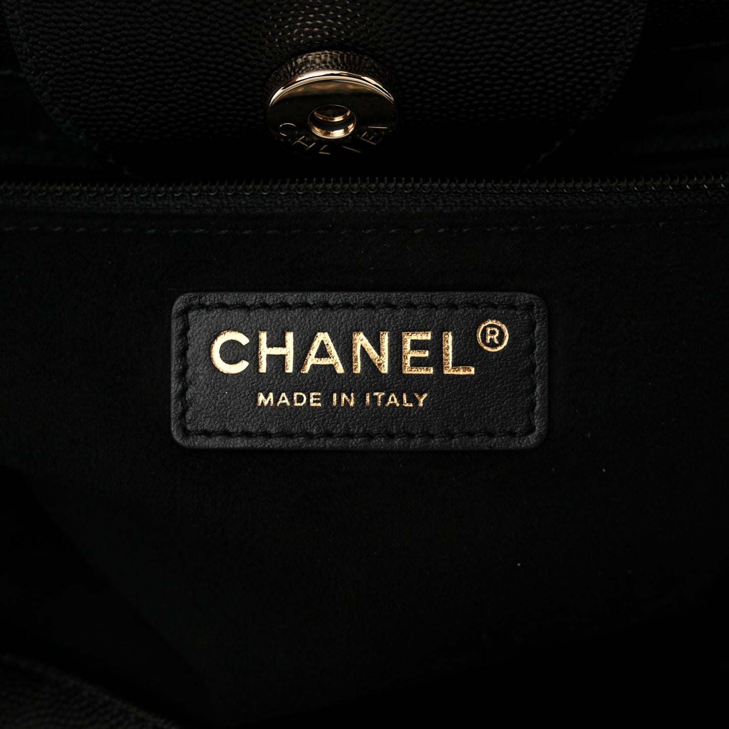 Caviar Medium Studded Deauville Tote Black