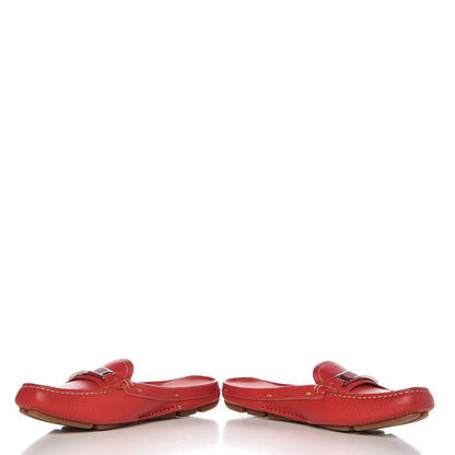 Prada Vitello Daino Logo Mules 36.5 Red 6 of 13