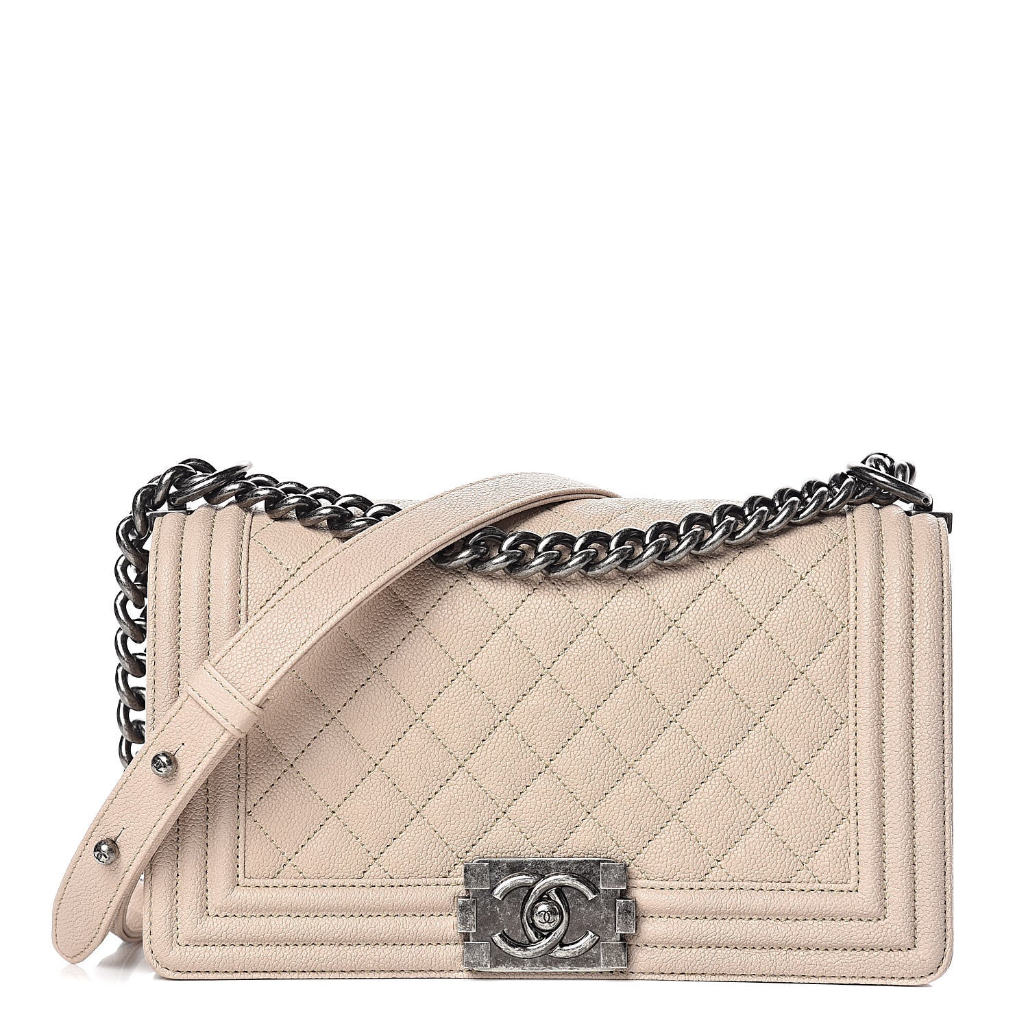 Chanel Caviar Quilted Medium Boy Flap Beige 1 of 10