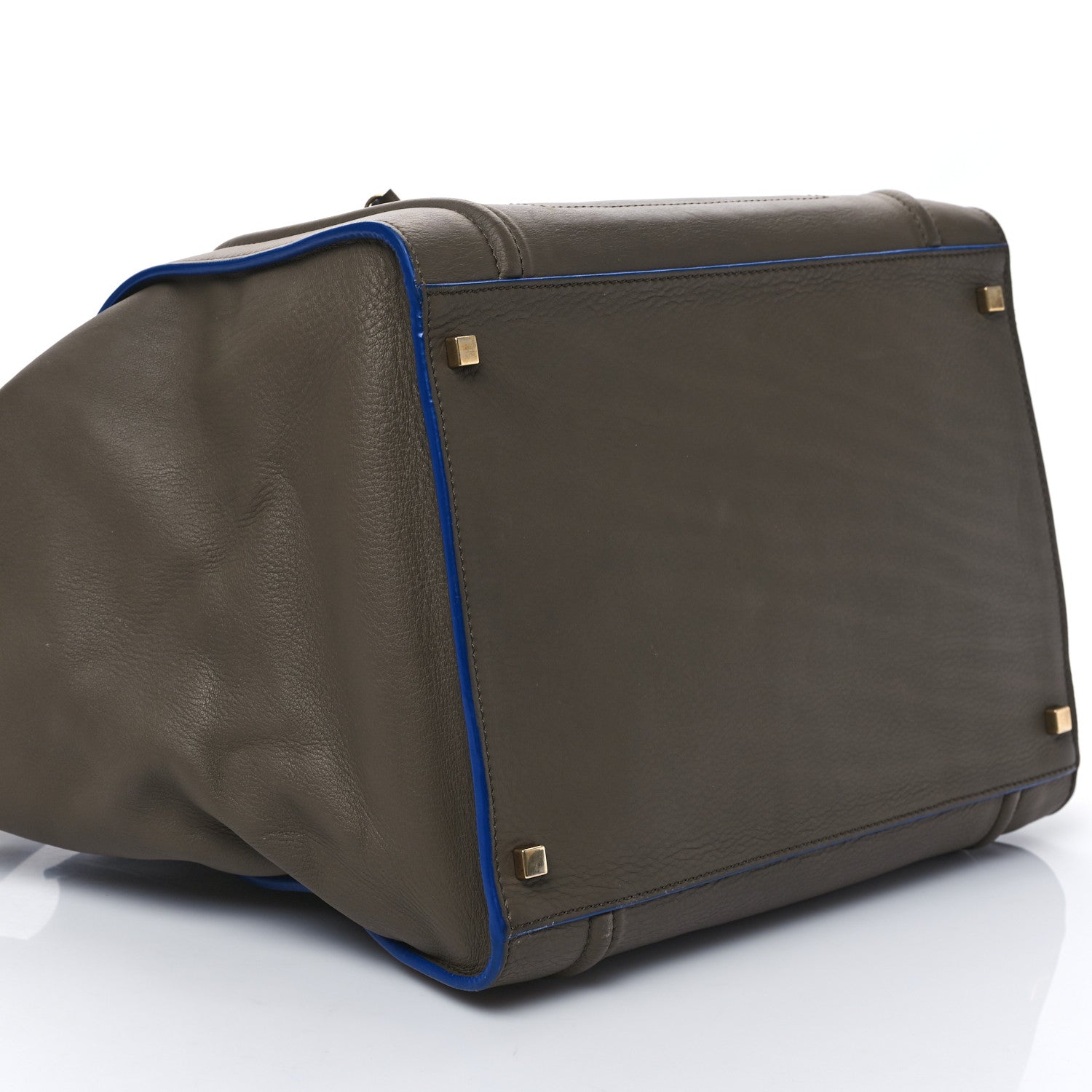 Celine Smooth Calfskin Medium Phantom Luggage Khaki Cobalt Trim 8 of 9