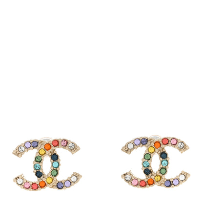 Chanel Crystal Over The Rainbow CC Earrings Gold Multicolor 1 of 5