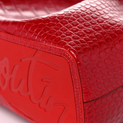 Christian Louboutin Crocodile Embossed Calfskin Spiked Small Cabarock Shopper Tote Red 9 of 13