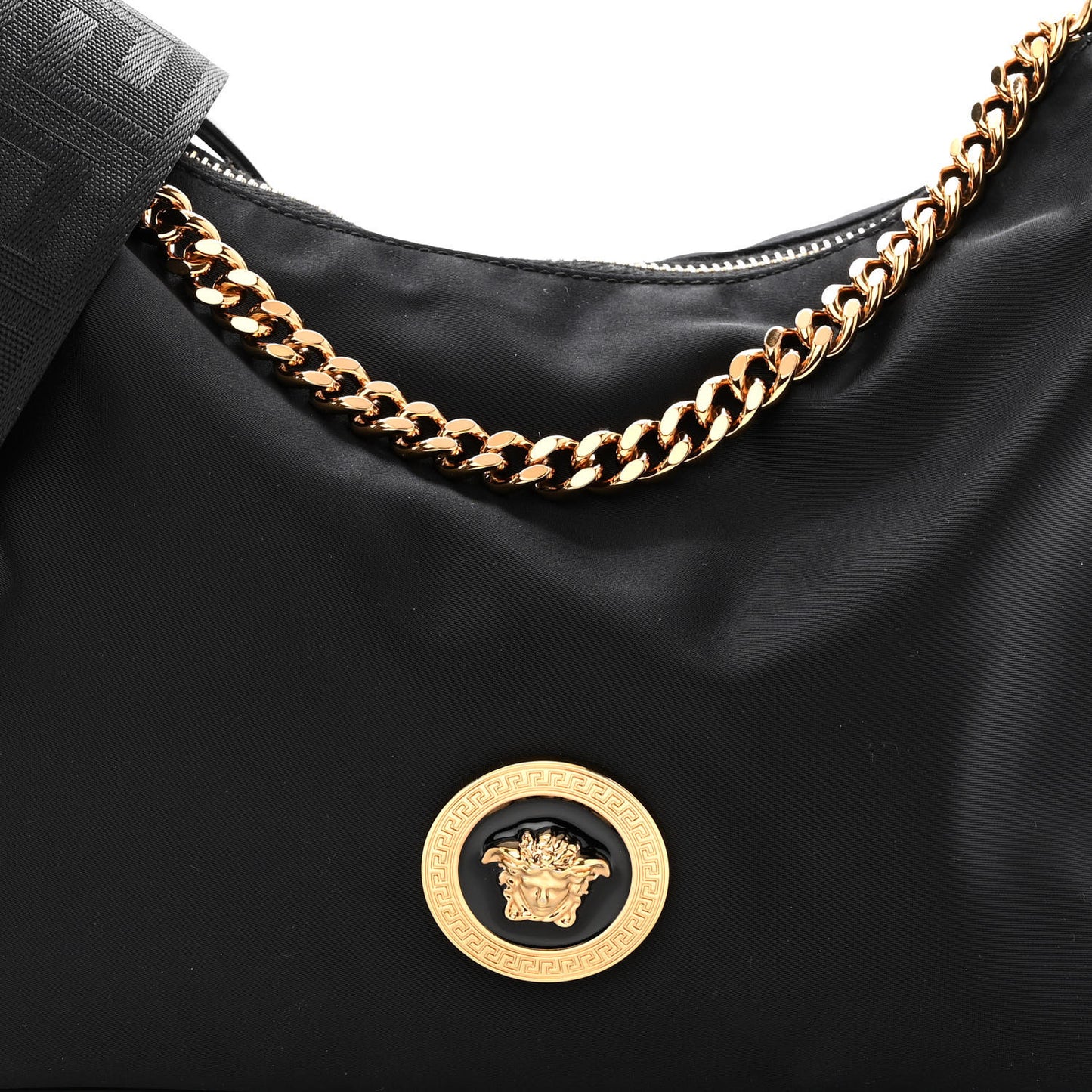 Nylon Tribute Chain Crossbody Shoulder Bag Black